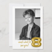 Invitation photo Gold Balloon Huitième anniversair (Dos)