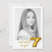 Invitation photo Gold Balloon Septième anniversair (Dos)