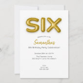 Invitation photo Gold Balloon sixième anniversaire (Devant)
