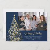 Invitation Photo Gold Christmas Tree Business Holiday Card (Devant)