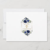Invitation Photo Gold Confirmatio Marine Blue Floral Boy (Dos)