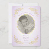 Invitation photo Gold Cross Purple Baptism (Dos)