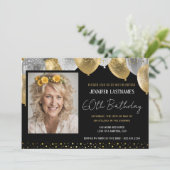 Invitation photo Gold et Black 60th Birthday (Debout devant)