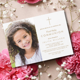 Invitation photo Gold First Communion