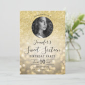 Invitation PHOTO Gold Parties scintillant Bokeh Lights Sweet (Debout devant)