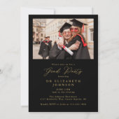 Invitation Photo Gold Script PhD Graduation Party (Dos)