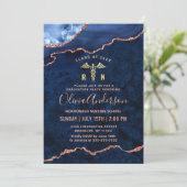 Invitation Photo Golden Blue Nursing School Graduation Party (Debout devant)