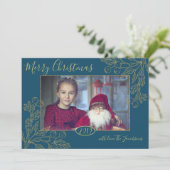 Invitation Photo Golden Foil Winter Berries (Debout devant)