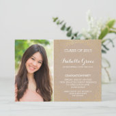 Invitation PHOTO GRAD FÊTE mini confetti d'or éco kraft (Debout devant)