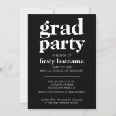 Invitation Photo Graduate Gras - typographie - Grad Party (Dos)