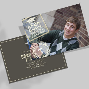 Invitation Photo Graduate Moderne tendance Timbre Or Moderne