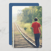 Invitation Photo Graduate Party Lycée Bleu (Devant / Derrière)