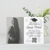 Invitation photo graduation 2024 parti qr code minimum (Debout devant)