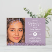 Invitation Photo Graduation Classy Lavender Floral Purple (Debout devant)