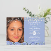 Invitation Photo Graduation Élégante Blue Hydrangea Floral (Debout devant)