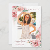 Invitation Photo Graduation Faire-part, Élégant, Floral (Devant)