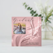 Invitation Photo Graduation Luxury Pink Metallic (Debout devant)