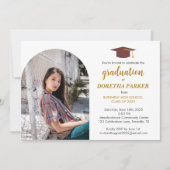 Invitation Photo Graduation Party Elegant Gold Script Design (Devant)