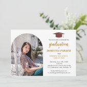 Invitation Photo Graduation Party Elegant Gold Script Design (Debout devant)