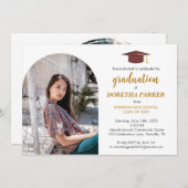 Invitation Photo Graduation Party Elegant Gold Script Design (Devant / Derrière)