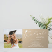 Invitation Photo Graduation Party Élégant Script moderne (Debout devant)