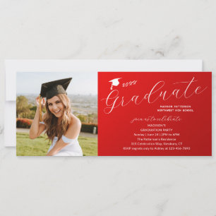 Invitation Photo Graduation Party Élégant Script moderne