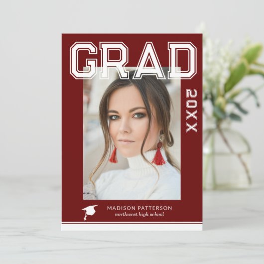 Invitation Photo Graduation Party Élégant Script moderne (Debout devant)