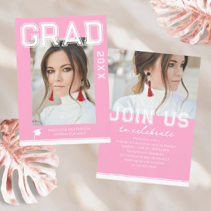 Invitation Photo Graduation Party Élégant Script moderne