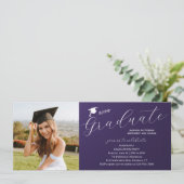 Invitation Photo Graduation Party Élégant Script moderne (Debout devant)