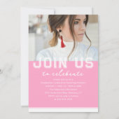 Invitation Photo Graduation Party Élégant Script moderne (Dos)