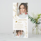 Invitation Photo Graduation Party Moderne Élégant Script (Debout devant)