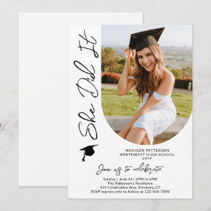 Invitation Photo Graduation Party Moderne Élégant Script
