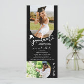 Invitation Photo Graduation Party Moderne Élégant Script (Debout devant)