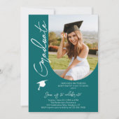 Invitation Photo Graduation Party Moderne Élégant Script (Devant)