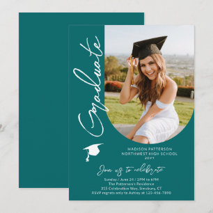 Invitation Photo Graduation Party Moderne Élégant Script