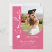 Invitation Photo Graduation Party Moderne Élégant Script (Devant)