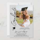 Invitation Photo Graduation Party Moderne Élégant Script (Devant)