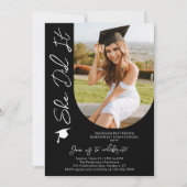 Invitation Photo Graduation Party Moderne Élégant Script (Devant)