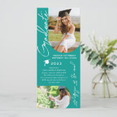 Invitation Photo Graduation Party Moderne Élégant Script (Debout devant)