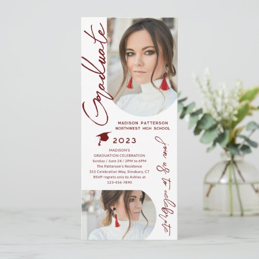 Invitation Photo Graduation Party Moderne Élégant Script (Debout devant)