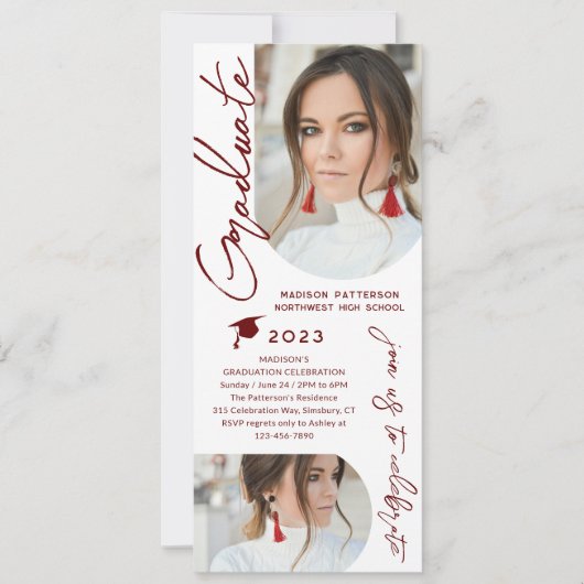 Invitation Photo Graduation Party Moderne Élégant Script (Devant)