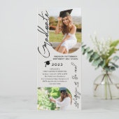 Invitation Photo Graduation Party Moderne Élégant Script (Debout devant)