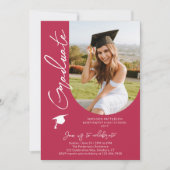 Invitation Photo Graduation Party Moderne Élégant Script (Devant)