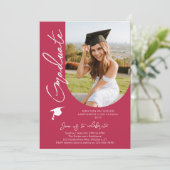 Invitation Photo Graduation Party Moderne Élégant Script (Debout devant)