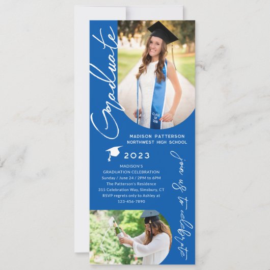 Invitation Photo Graduation Party Moderne Élégant Script (Devant)