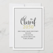 Invitation Photo Gradué Moderne Simple Classe D'Or Noir (Dos)