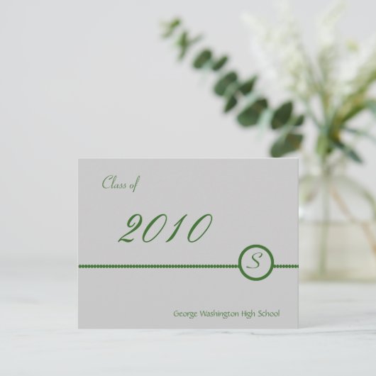 Invitation photo Gray & Green Monogramme (Debout devant)