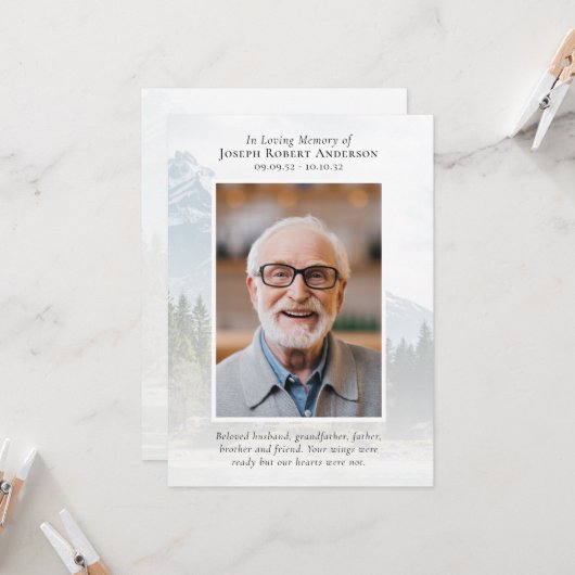 Invitation Photo Great Outdoors River Memorial Prayer Card (Devant/Arrière en situation)