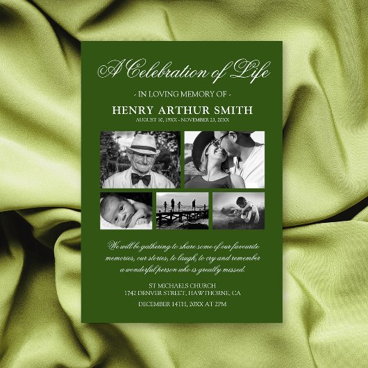 Invitation Photo Green Celebration of Life
