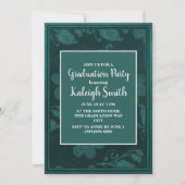 Invitation Photo Green Floral White Graduation Party (Devant)